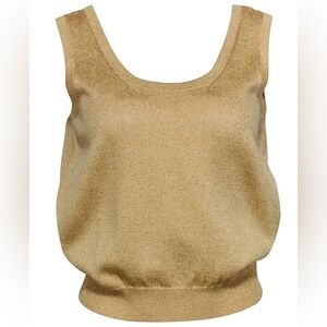 St. John Women's Gold Sleeveless Silk Top Small